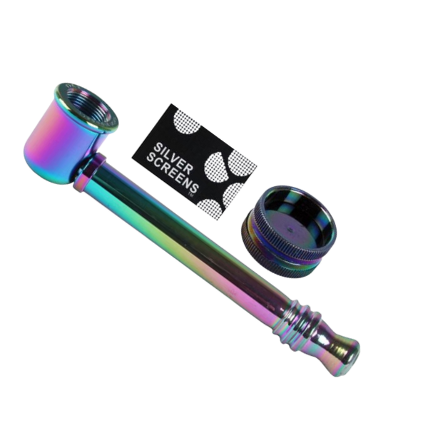 D&K Smoking Set Pipe/Grinder/Screen / Iridescent